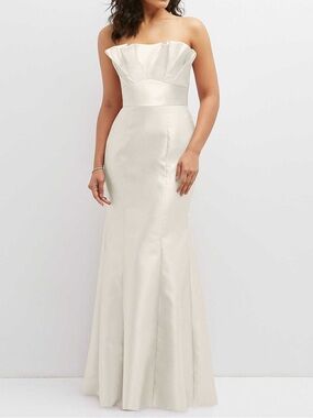 ALFRED SUNG: Romy Strapless Ivory Satin A-Line Gown